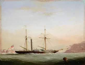 Raddampfer im Plymouth Sound vor Mount Edgecombe, 1841